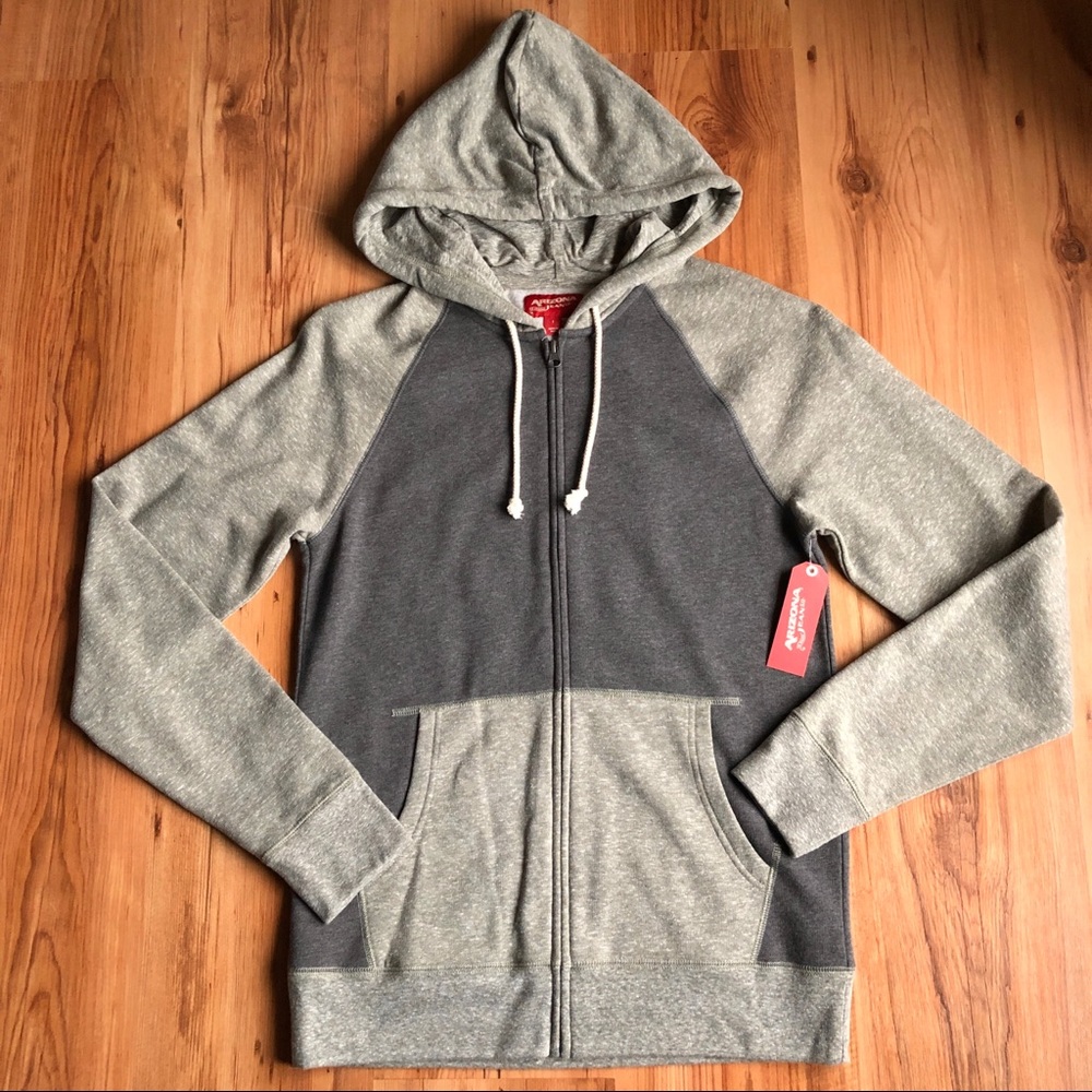 NEW ARIZONA Fleece Hoodie Jacket Full Zip Small Gray Men’s Unisex
